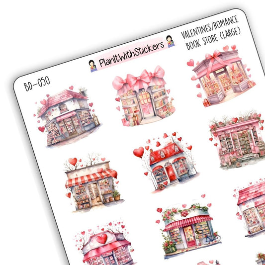 Pink Romance Bookstore Shop Front Deco Stickers