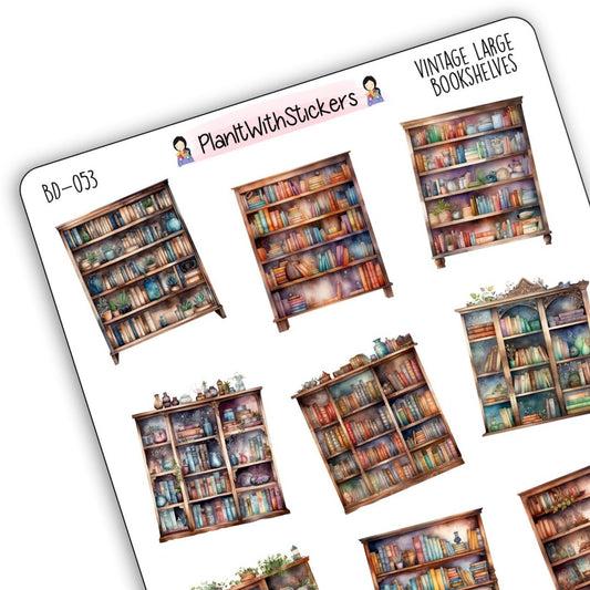 Vintage Large Bookshelves Deco Sticker Sheet