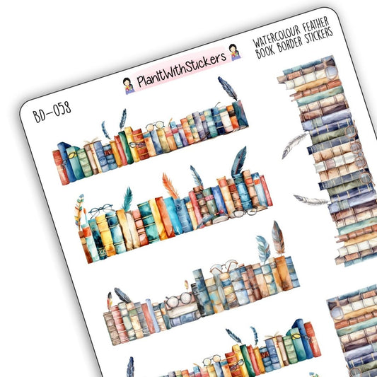 Watercolour Feathers Book Border Deco Stickers