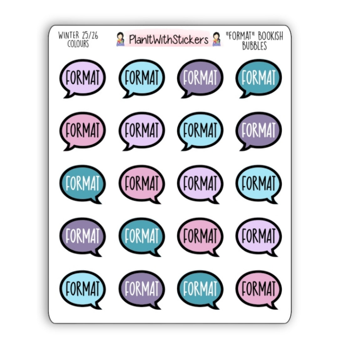 "Format" Bookish Bubbles Review Sticker- Winter 2025 Bookish Collection