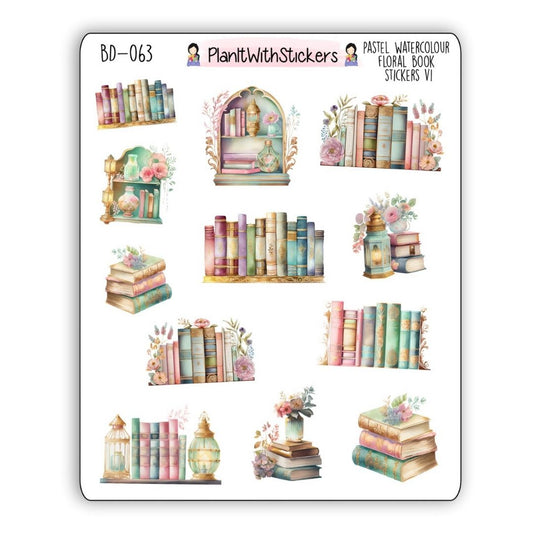 Pastel Watercolour Book Deco Stickers Version 1