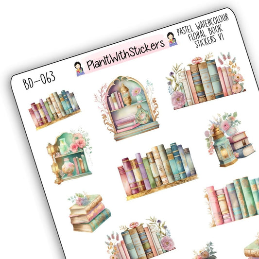 Pastel Watercolour Book Deco Stickers Version 1