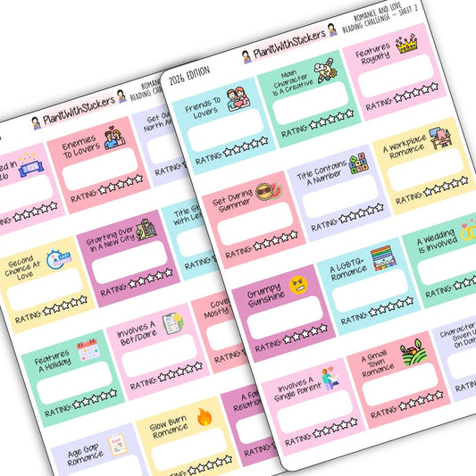 2026 Romance and Love Reading Challenge Stickers