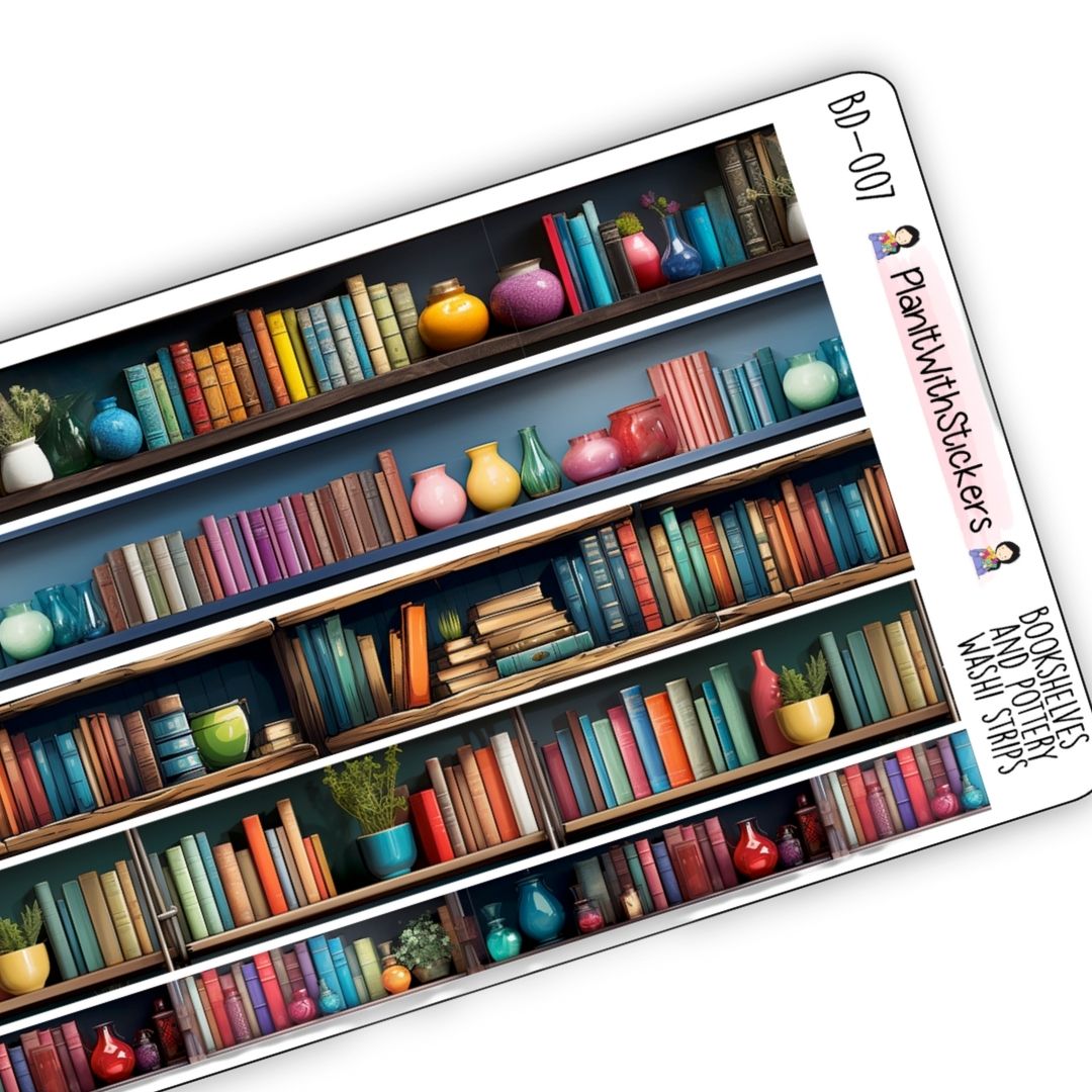 Bookshelves and Pottery Washi Strips - Long Strips