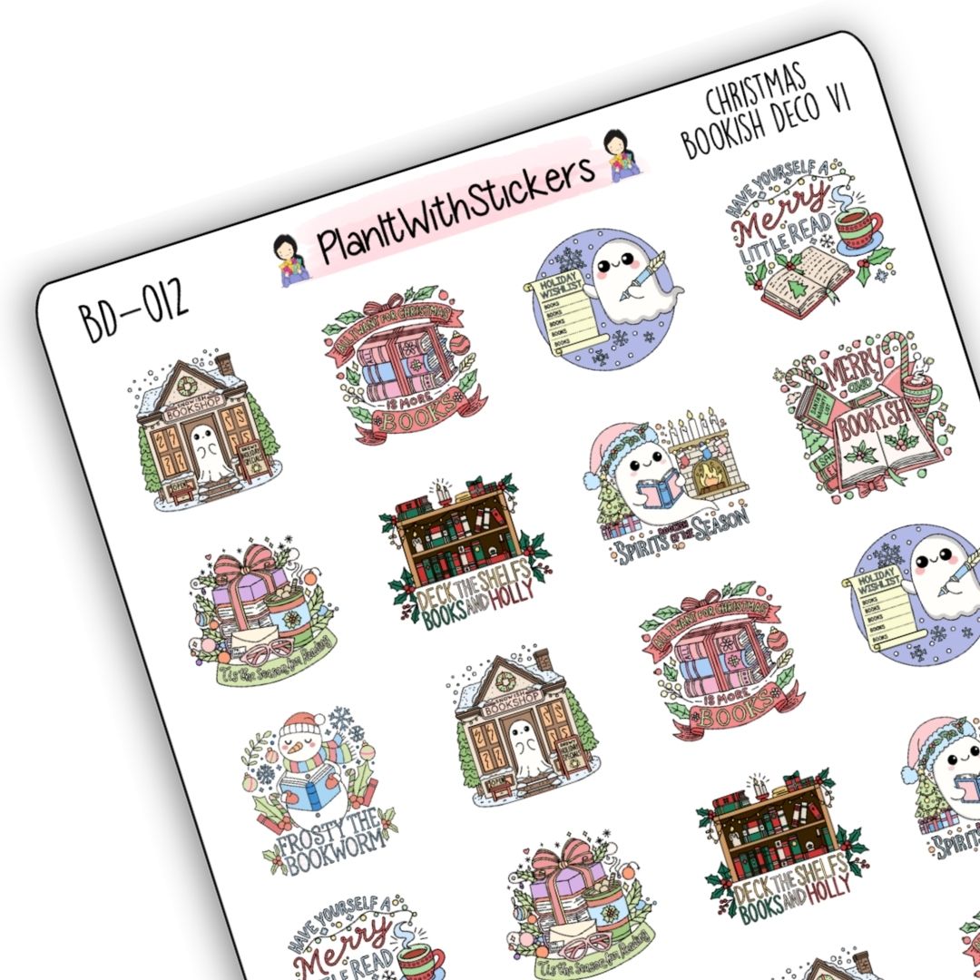 Christmas Bookish Deco Stickers Version 1