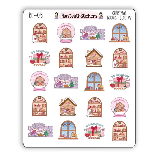 Christmas Bookish Deco Stickers Version 2