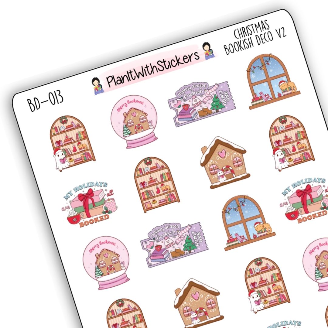 Christmas Bookish Deco Stickers Version 2