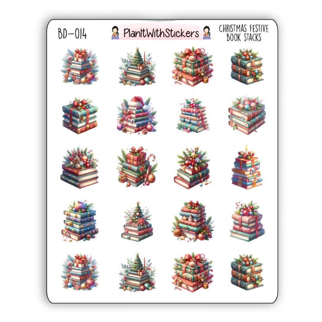 Christmas Festive Book Stack Deco Stickers