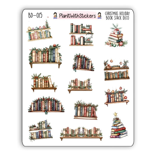 Christmas Holiday Bookshelves Deco