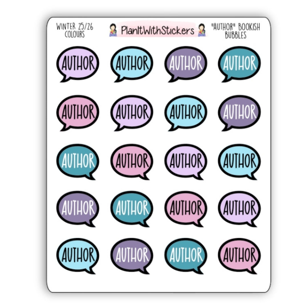 "Author" Bookish Bubbles Reading Sticker- Winter Bookish Collection