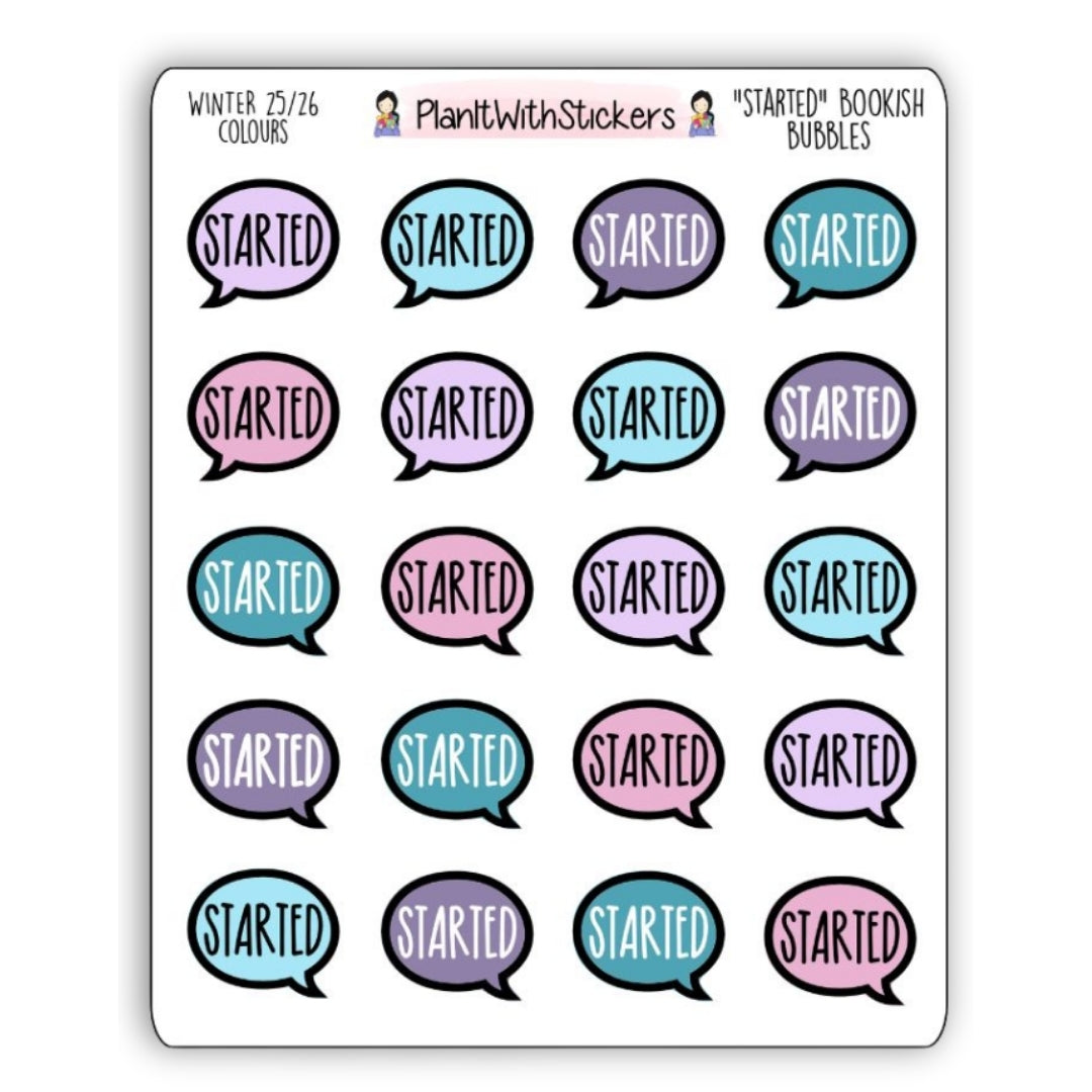 "Started" Bookish Bubbles Book Review Sticker - Winter 2025 Bookish Collection