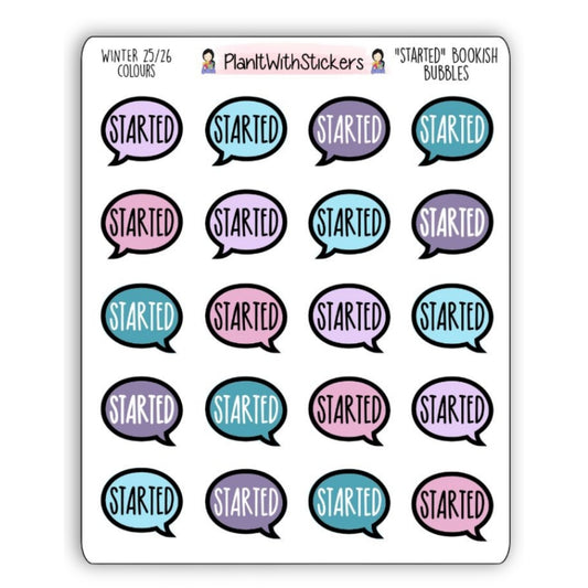 "Started" Bookish Bubbles Book Review Sticker - Winter 2025 Bookish Collection