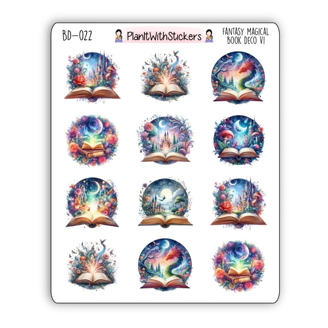 Fantasy Magical Book Deco Stickers - Version 1