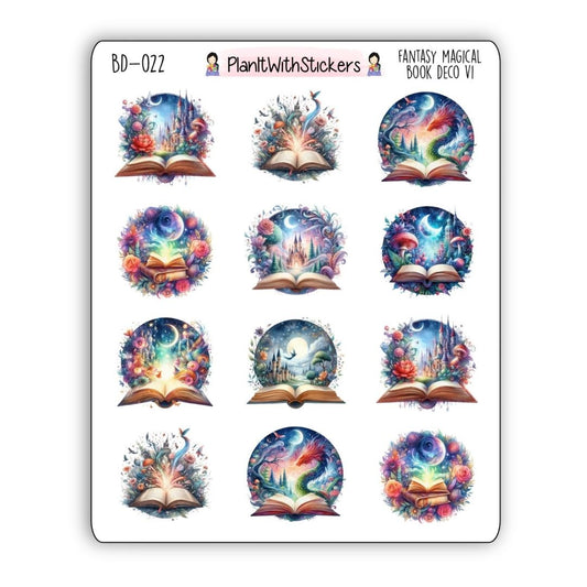Fantasy Magical Book Deco Stickers - Version 1