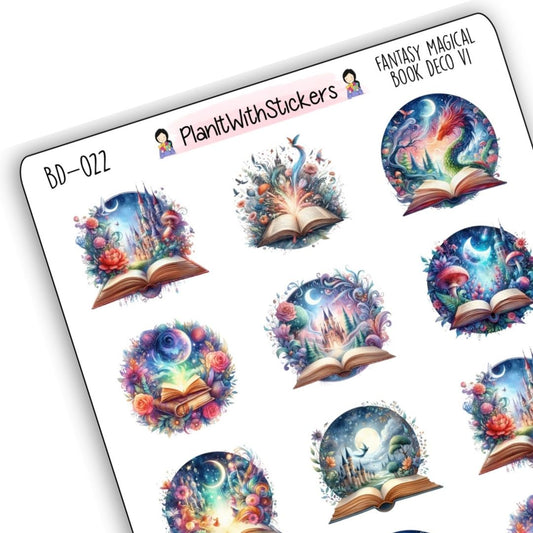 Fantasy Magical Book Deco Stickers - Version 1