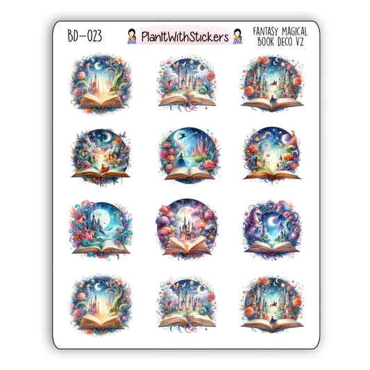 Fantasy Magical Book Deco Stickers - Version 2