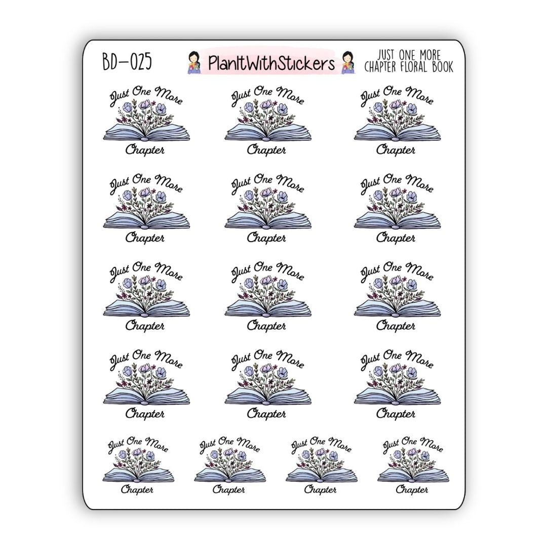 Just One More Chapter Floral Book Stickers