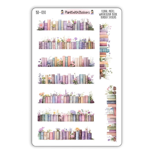 Floral Pastel Watercolour Book Border Deco Stickers