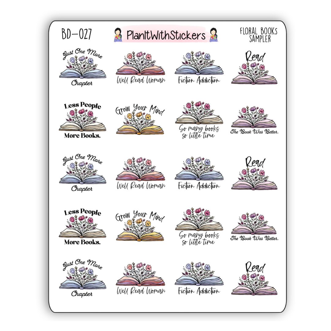 Floral Book Sticker Sampler Sheet