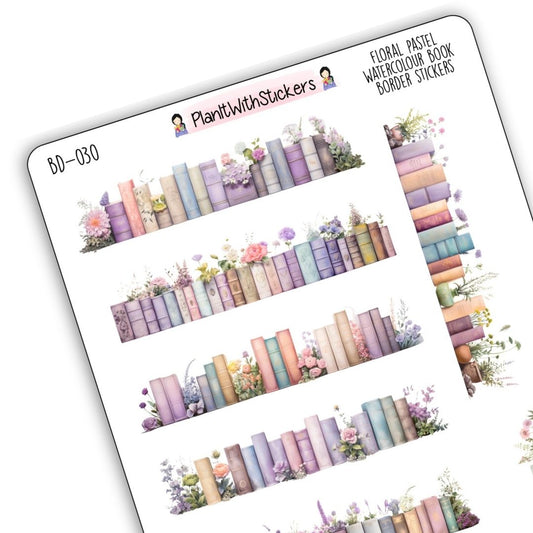 Floral Pastel Watercolour Book Border Deco Stickers