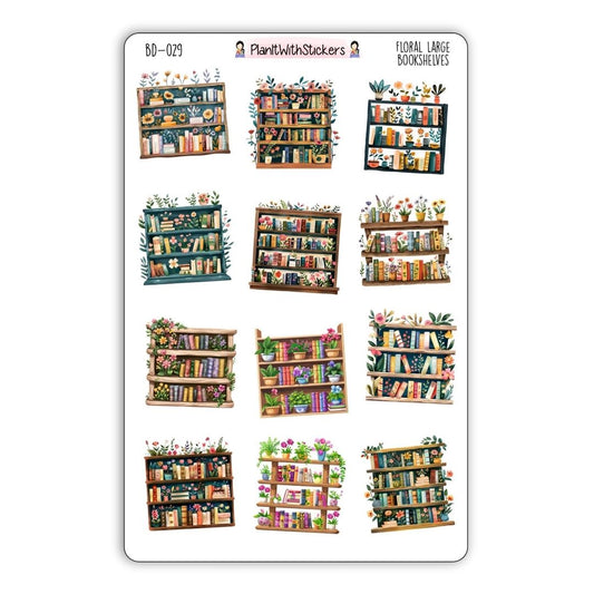 Floral Large Bookshelves Deco Sticker Sheet
