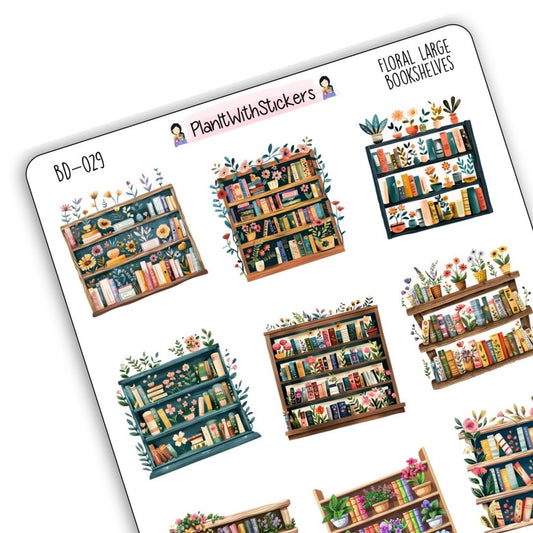 Floral Large Bookshelves Deco Sticker Sheet