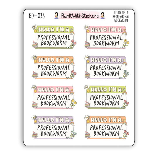 Hello I Am A Bookworm! Deco Stickers