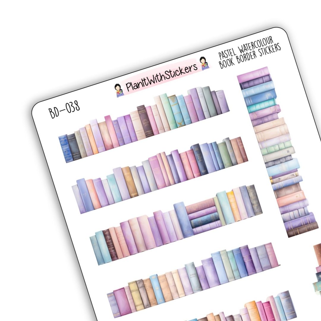 Pastel Watercolour Book Border Deco Stickers