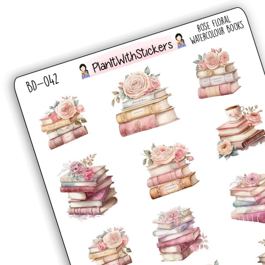 Rose Watercolour Floral Book Icon Stickers