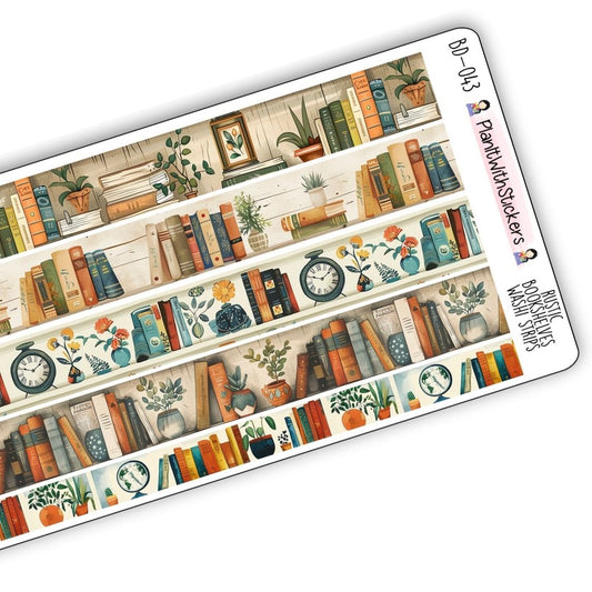 Rustic Bookshelves Washi Strips - Long Strips