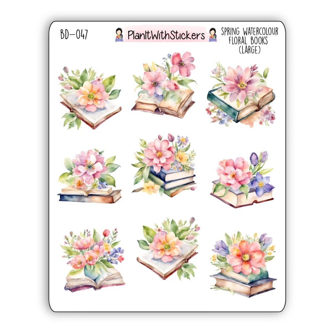 Spring Watercolour Floral Book Deco Stickers