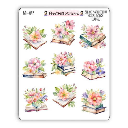 Spring Watercolour Floral Book Deco Stickers