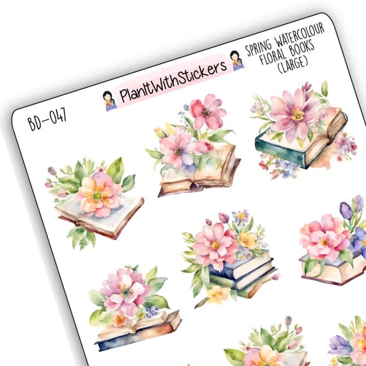 Spring Watercolour Floral Book Deco Stickers