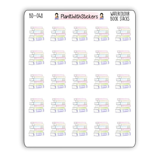 147A - Reading Books Stack of Books Reading Stickers for , Plum Paper, Recollections, and similar planners