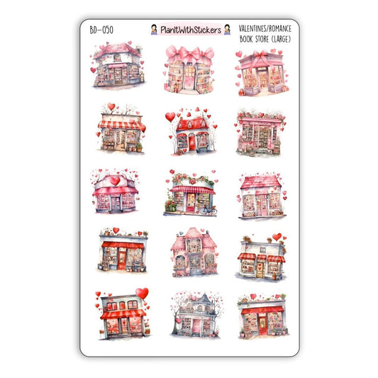 Pink Romance Bookstore Shop Front Deco Stickers
