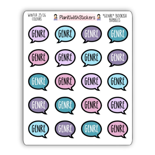 "Genre" Bookish Bubbles Reading Sticker- Winter Bookish Collection