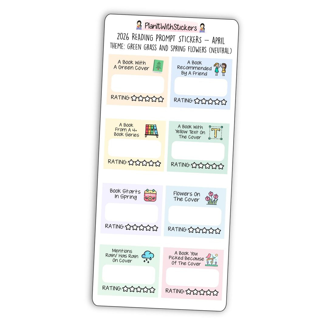 April 2026 - Green Grass & Spring Flowers - Mini Prompts Reading Challenge (Rainbow or Neutral)