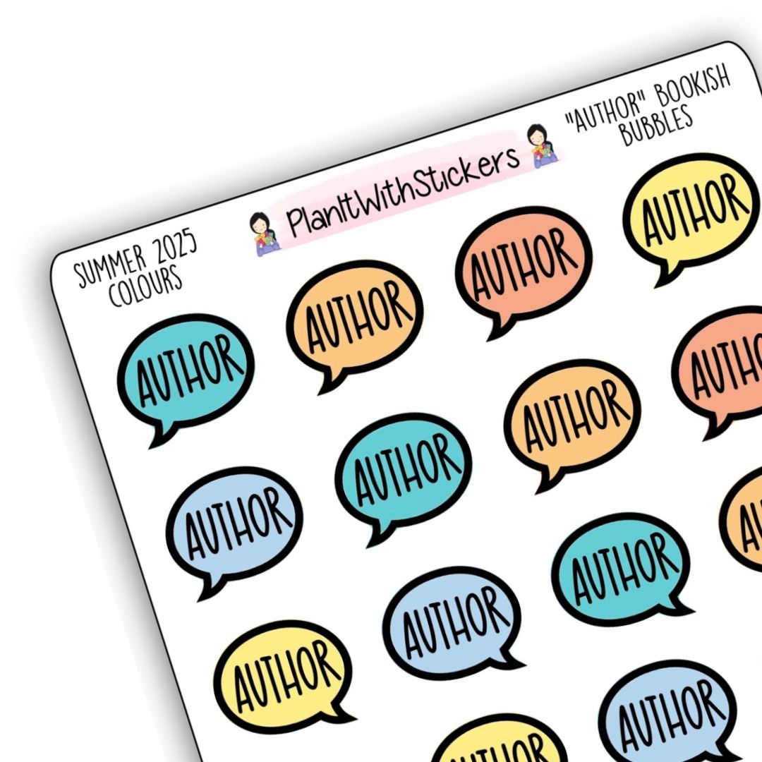 “Author” Bookish Bubbles Journaling Stickers – Summer 2025 Collection