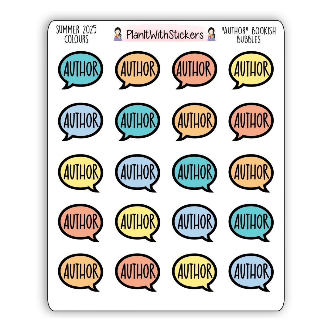 “Author” Bookish Bubbles Journaling Stickers – Summer 2025 Collection