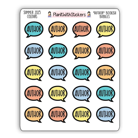 “Author” Bookish Bubbles Journaling Stickers – Summer 2025 Collection