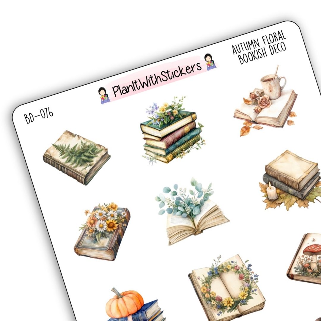 Autumn Floral Bookish Decorative Stickers - Fall 2025 Collection