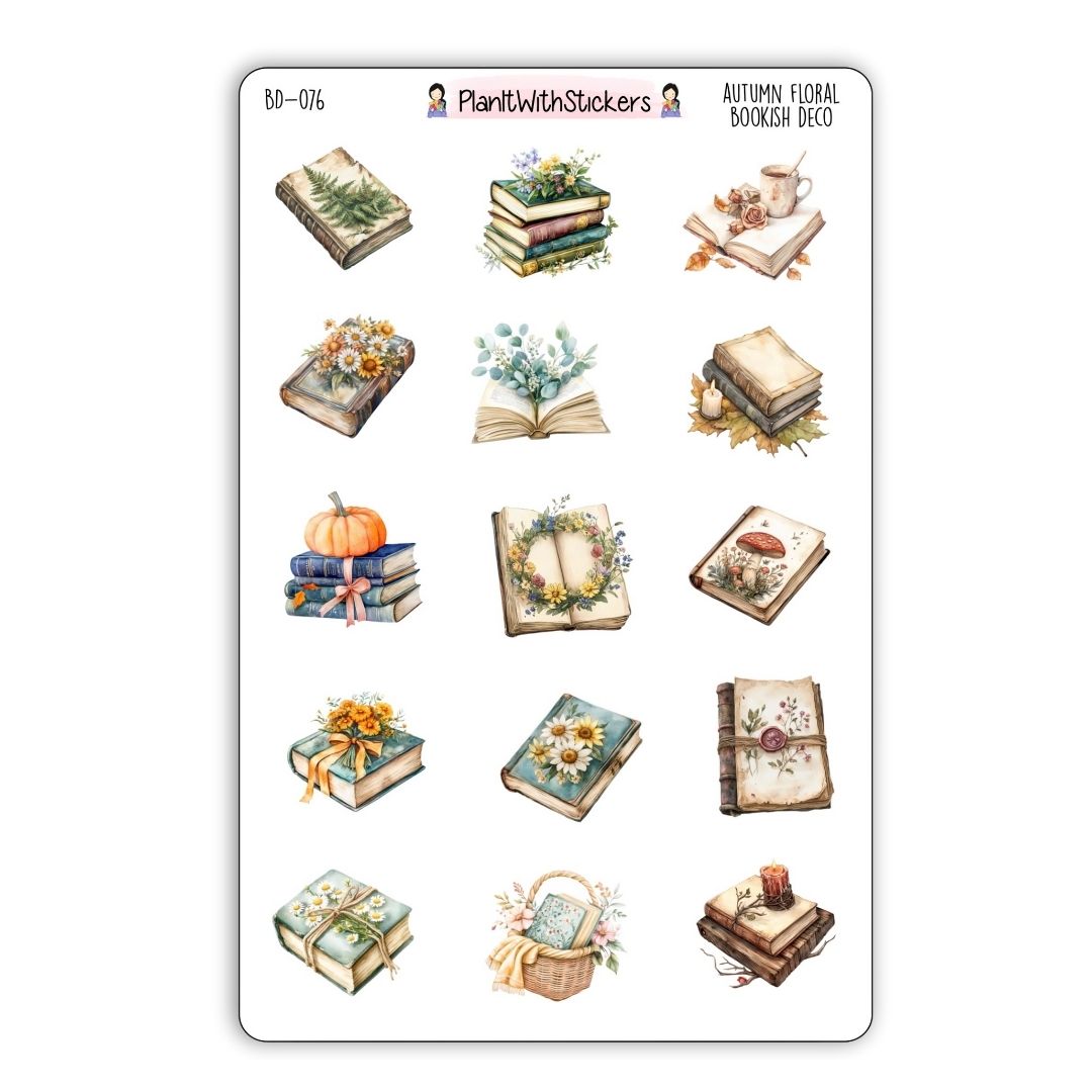 Autumn Floral Bookish Decorative Stickers - Fall 2025 Collection