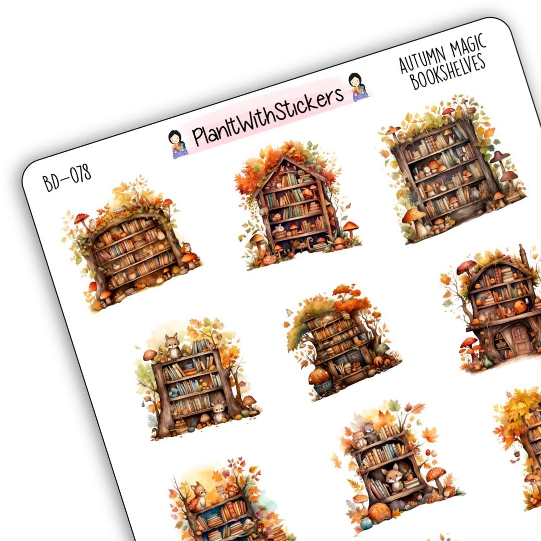 Autumn Magic Bookshelves Decorative Stickers - Fall 2025 Collection