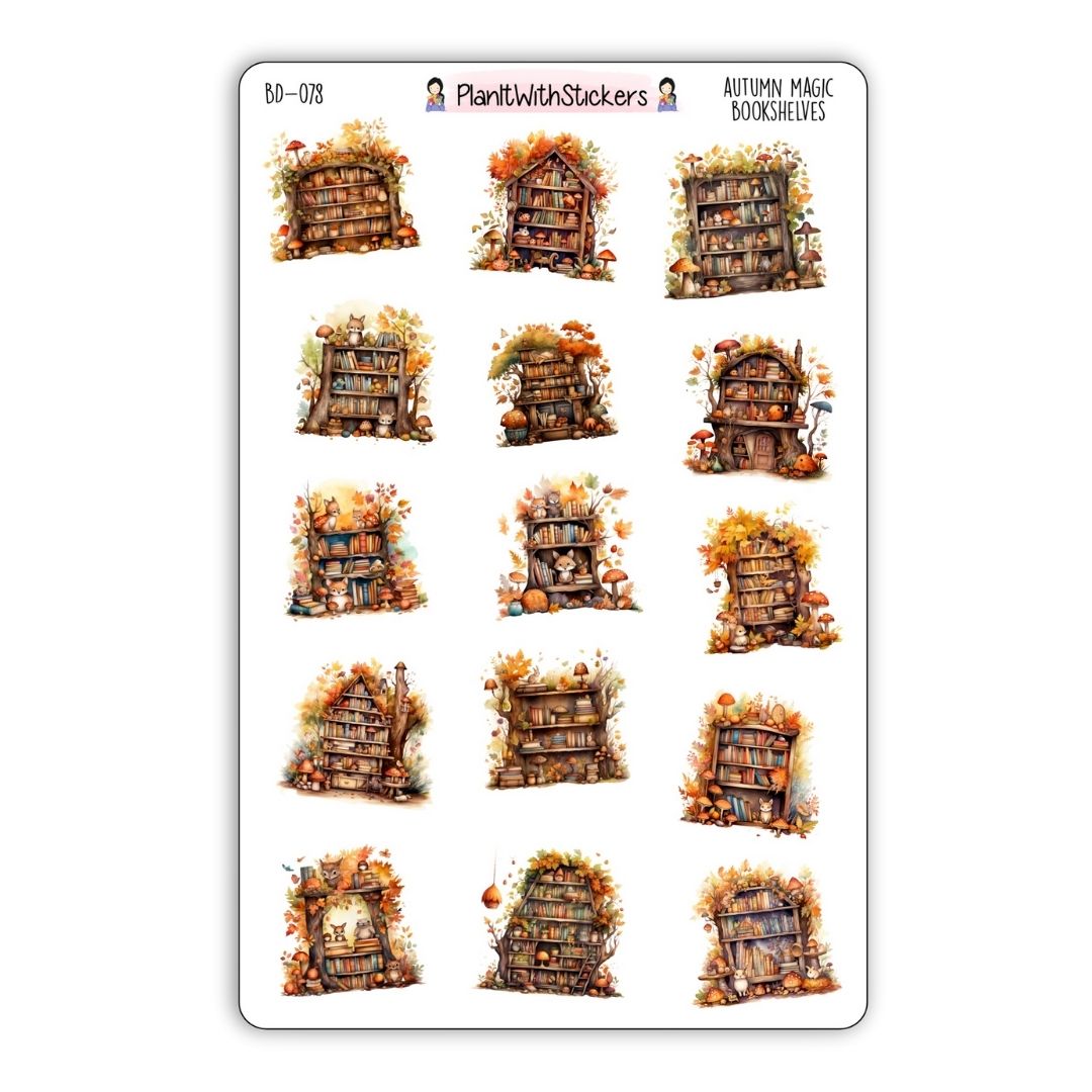 Autumn Magic Bookshelves Decorative Stickers - Fall 2025 Collection