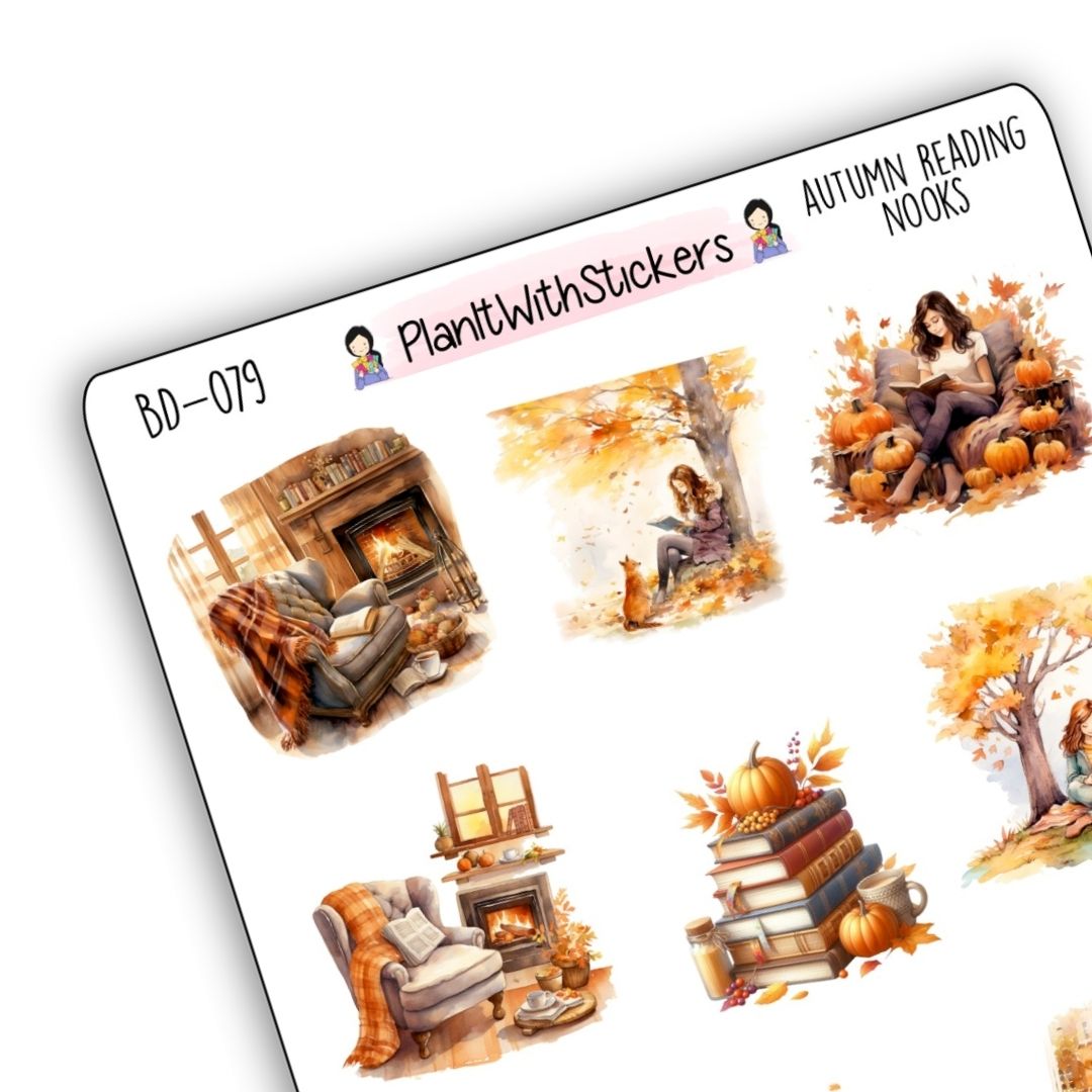 Autumn Reading Nook Bookish Decorative Stickers