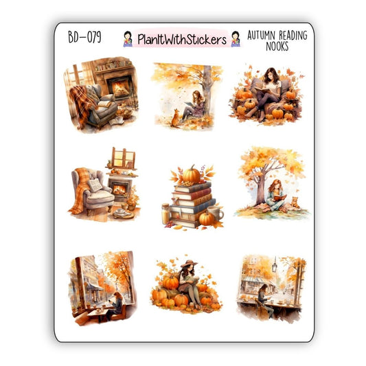Autumn Reading Nook Bookish Decorative Stickers