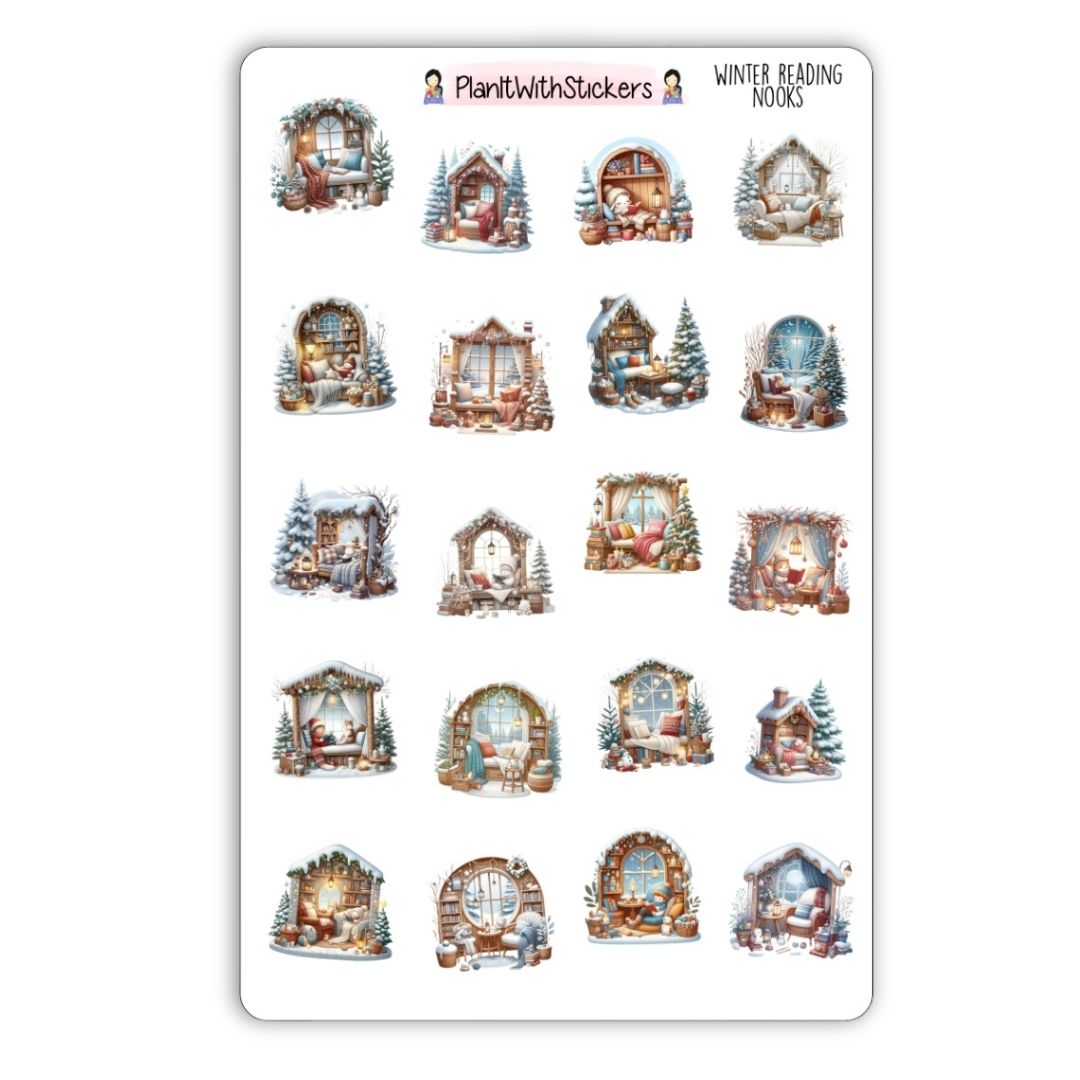 Winter Reading Nooks Bookish Deco Stickers