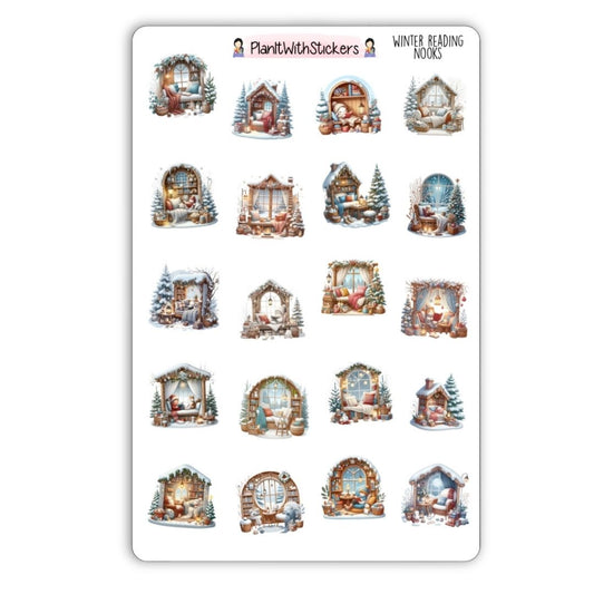 Winter Reading Nooks Bookish Deco Stickers