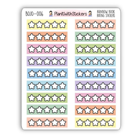 Stars Rating Stickers (Rainbow Background)