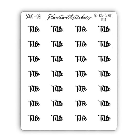 Title - Bookish Script Stickers